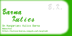 barna kulics business card